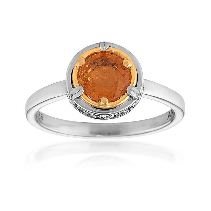 Anillo pequeño de granate mandarín con oro vermeil de 18 k para venta al por mayor de Anatoli Jewelry
