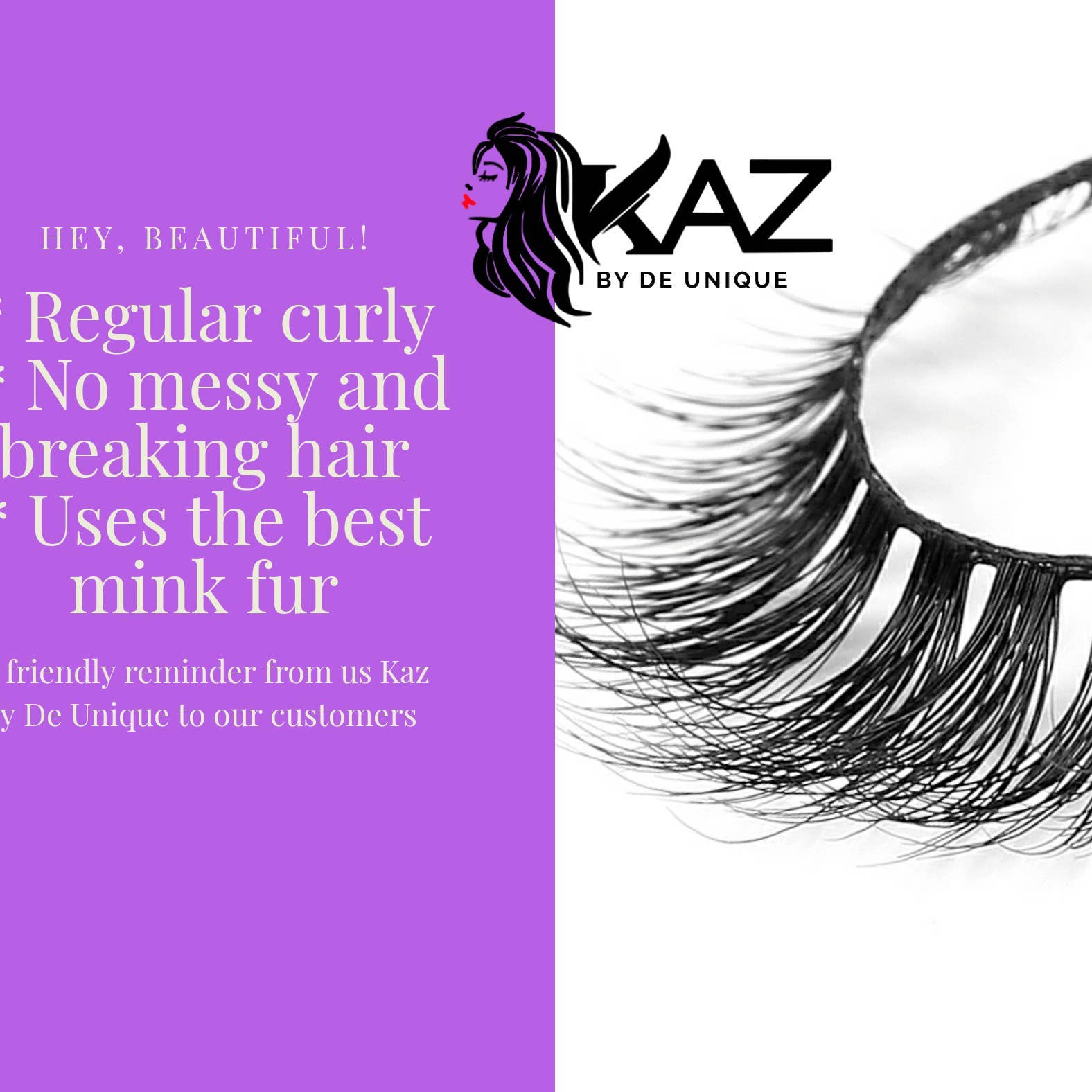 Kaz by De Unique Limited - Wholesale False/Fake Eyelashes - 6D quality faux Mink lashes #0039
