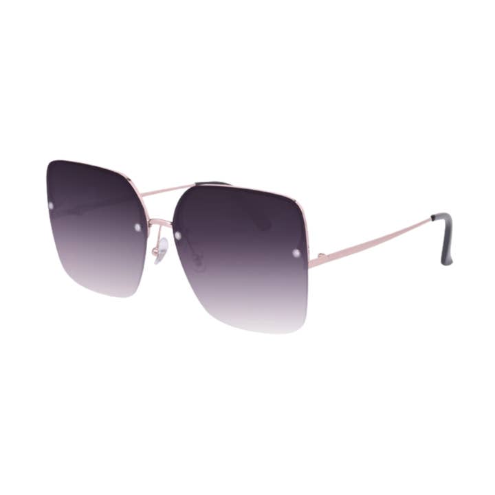 Gradient Square Metal Sunglasses – Rose Gold / Smoke Fade Le for wholesale by V by Vye Eyewear