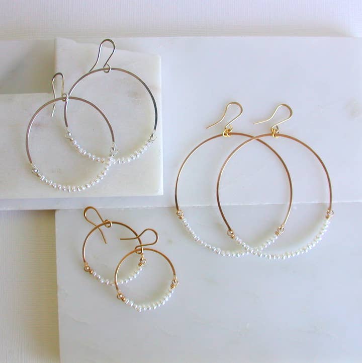 Linda Trent Jewelry - Wholesale Hoop Earrings - Pearl Hoops. Choose from Three Sizes.0