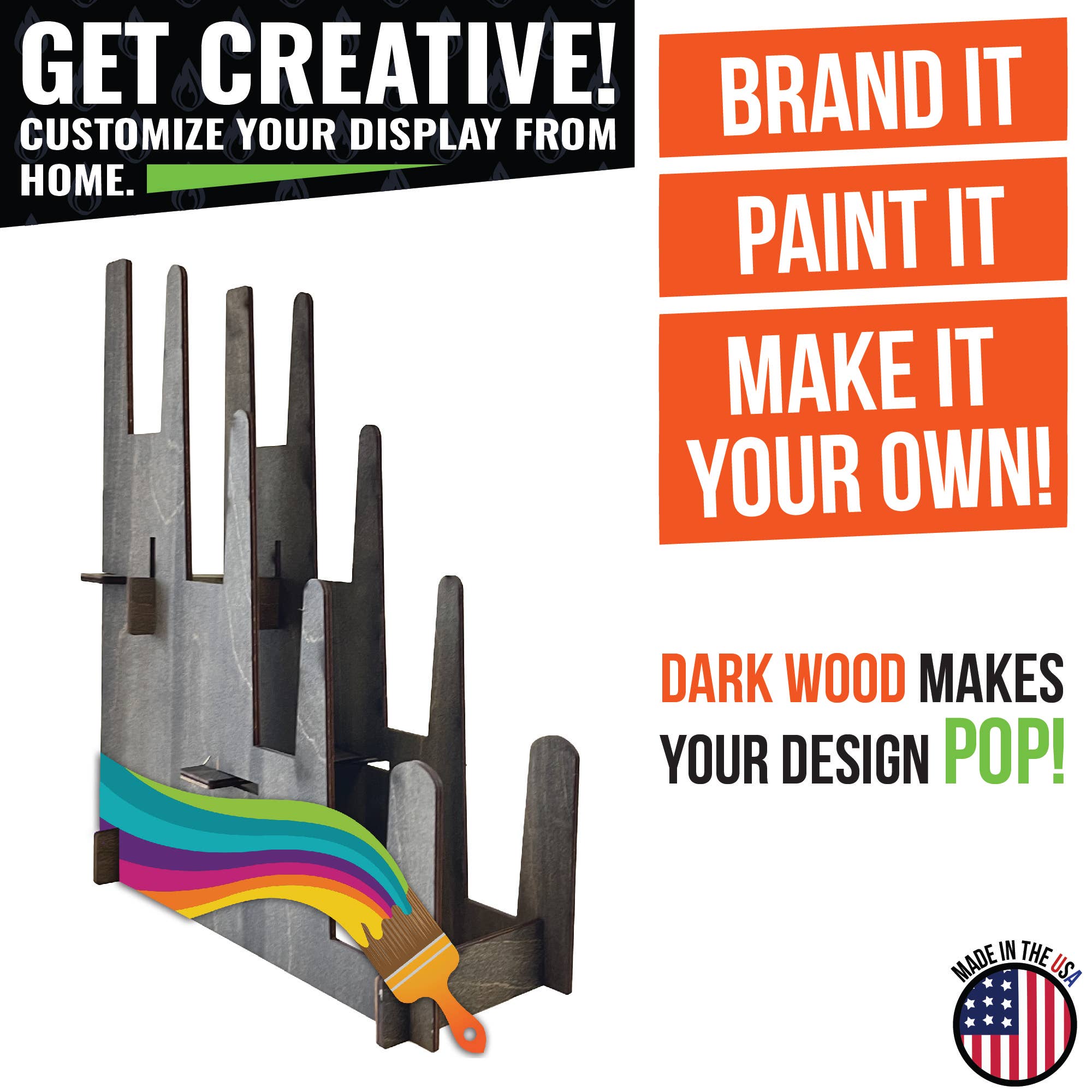 Torched Displays – Großhandel Verkaufsdisplay-Ständer/-Gehäuse – Multifunktionaler 3-stufiger Holzständer für Kunstdrucke, Bücher & Schallplatten – Klein9