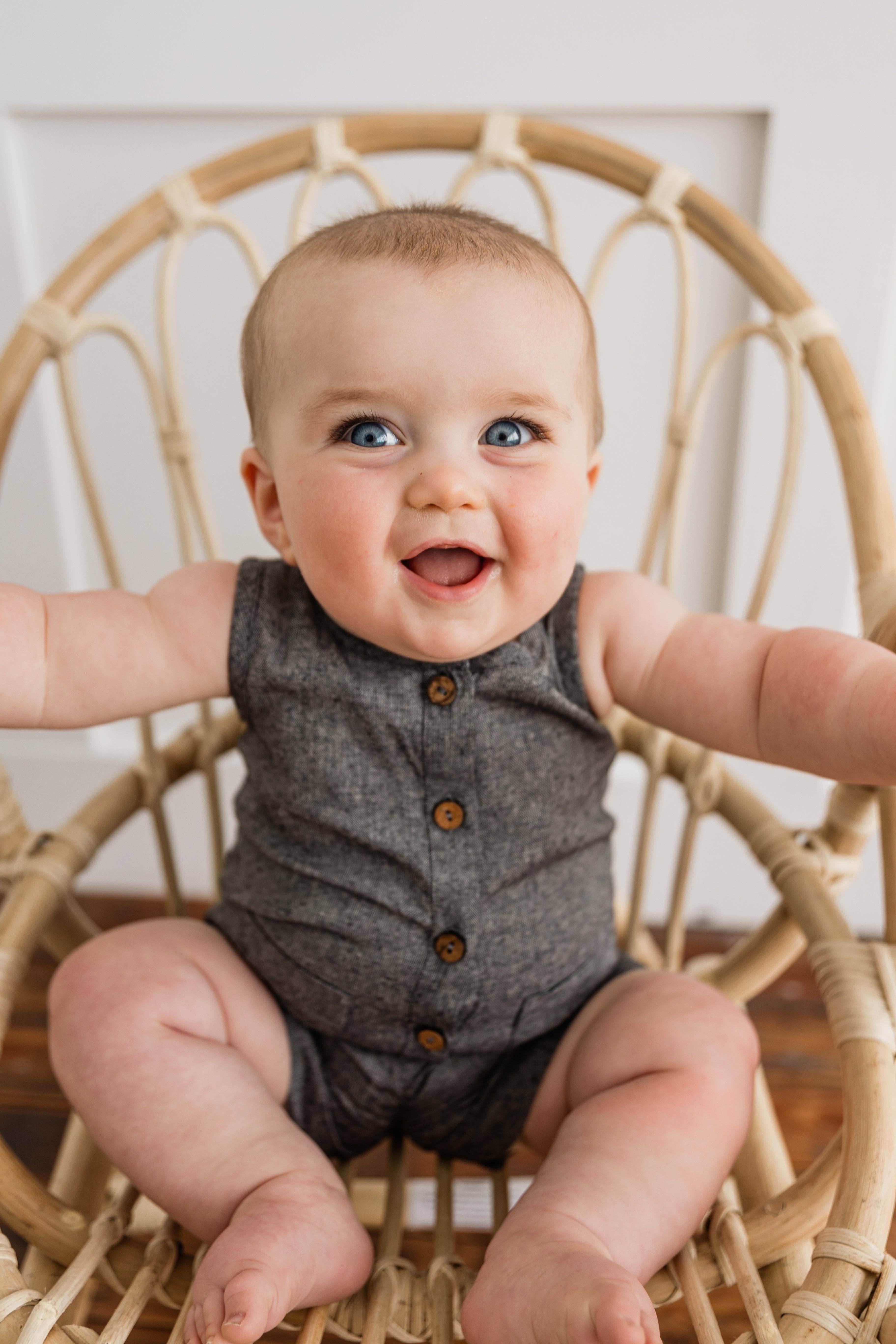 Yo Baby - Wholesale Jumpsuit - Baby - Black Chambray Boys Romper1
