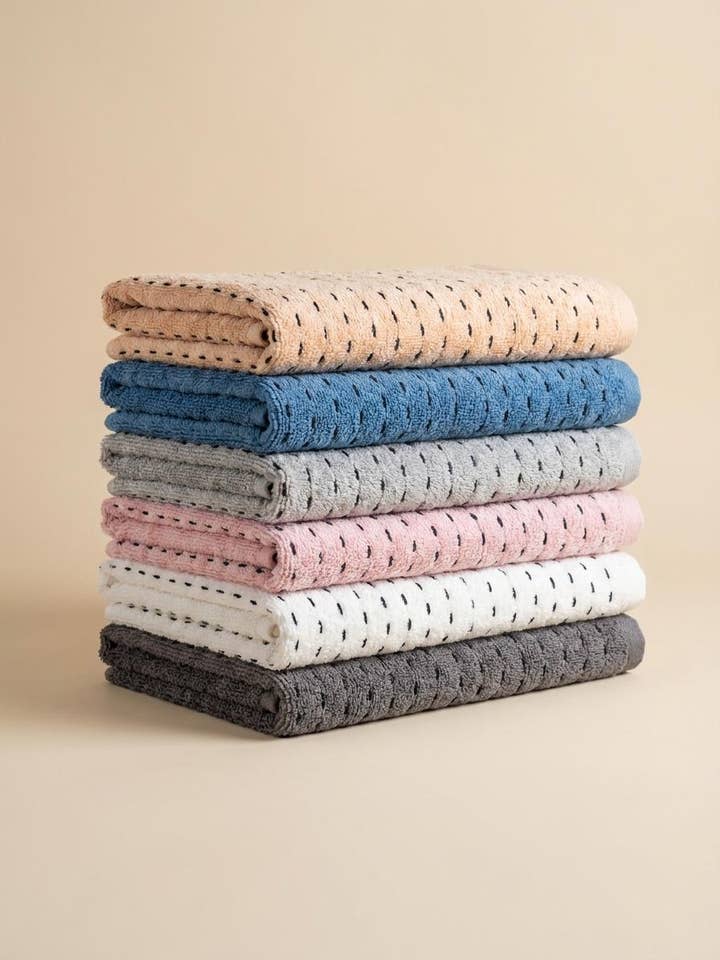 Ortum Life Premium Conjunto de Toalhas – Algodão Macio com Padrão de Pontos – 6 peças por atacado de Ortum Life