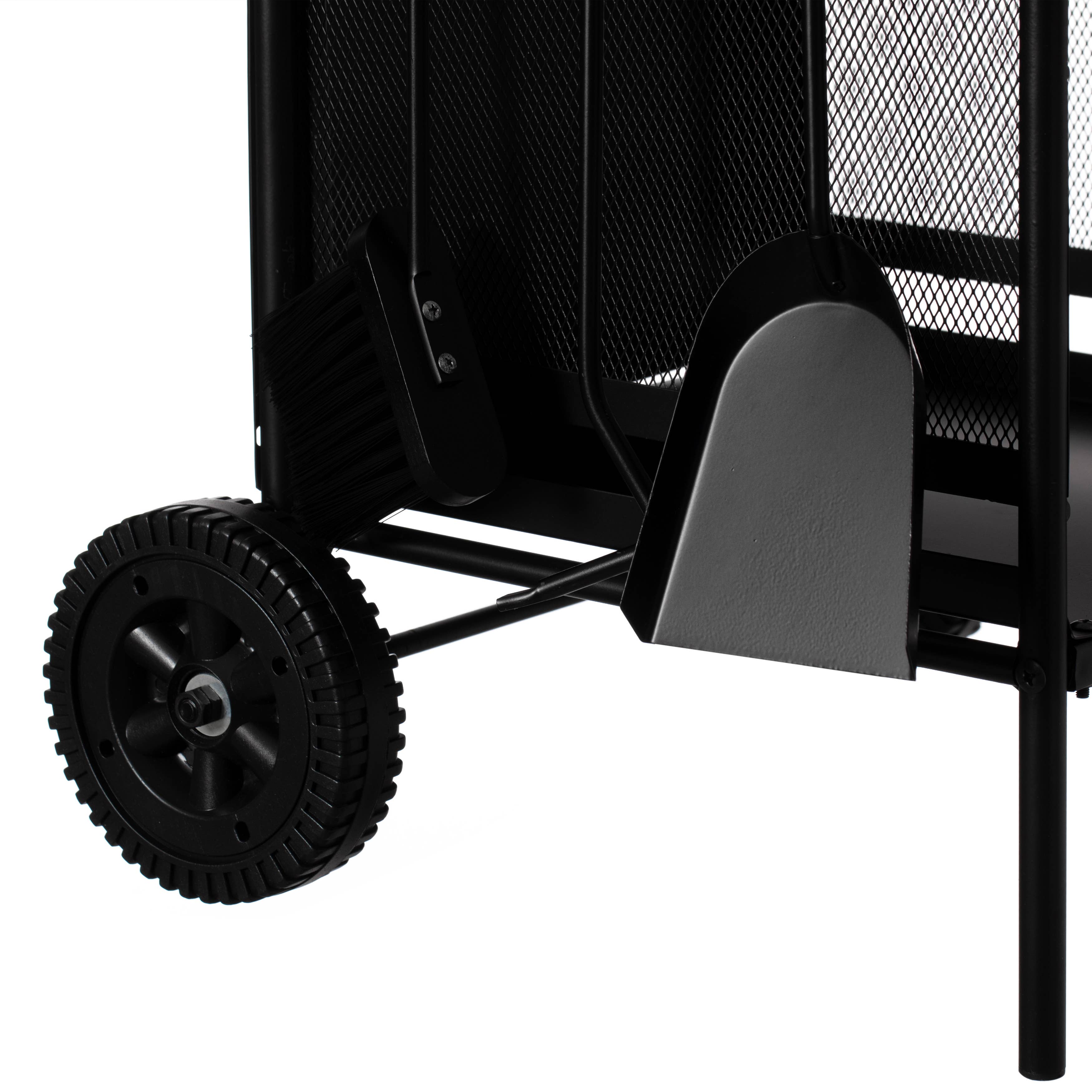 Quickway Imports - Wholesale Fire Pit - Indoor and Outdoor Patio Iron Firewood Log Cart with Wheels10