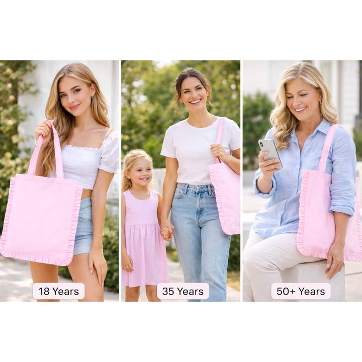 House of Kraft - Wholesale Tote Bag - Women's - Canvas Ruffle Tote | Canvas Colored Tote Bag | Unbranded 34