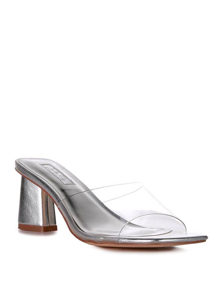 Clear Flirt Clear Strap Slip On Heels for wholesale by Rag Company