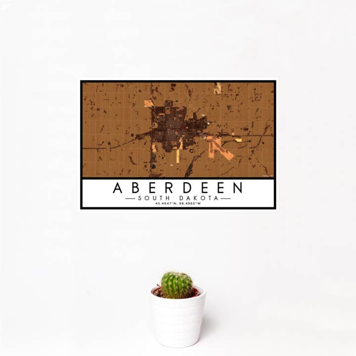 JACE.design - Wholesale Art Print - Aberdeen SD Map Print Ember1