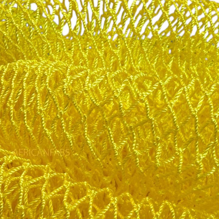 AfricanFabs - Vente Éponges de bain - 5 Pièces - Éponge filet africaine / Filet exfoliant africain / Éponge Sapo - Jaune