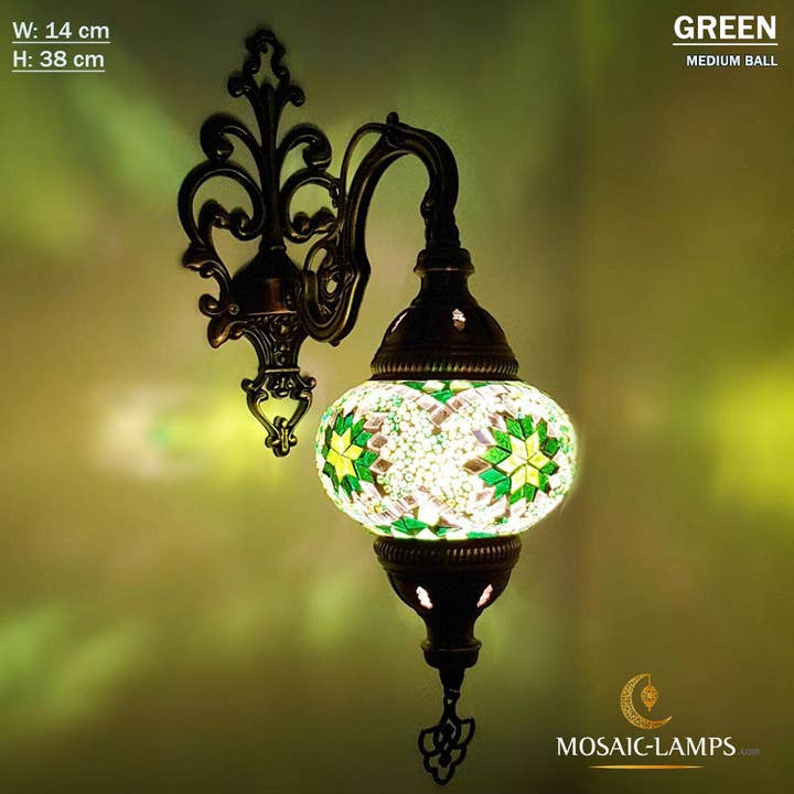 Mosaic Lamps - Wholesale Sconce - Turkish Mosaic Single Medium Globe Wall Lamp, Traditional Moroccan Vintage Ceiling Sconce, Handmade Marrakech Bedroom Living Room Wall Lights2