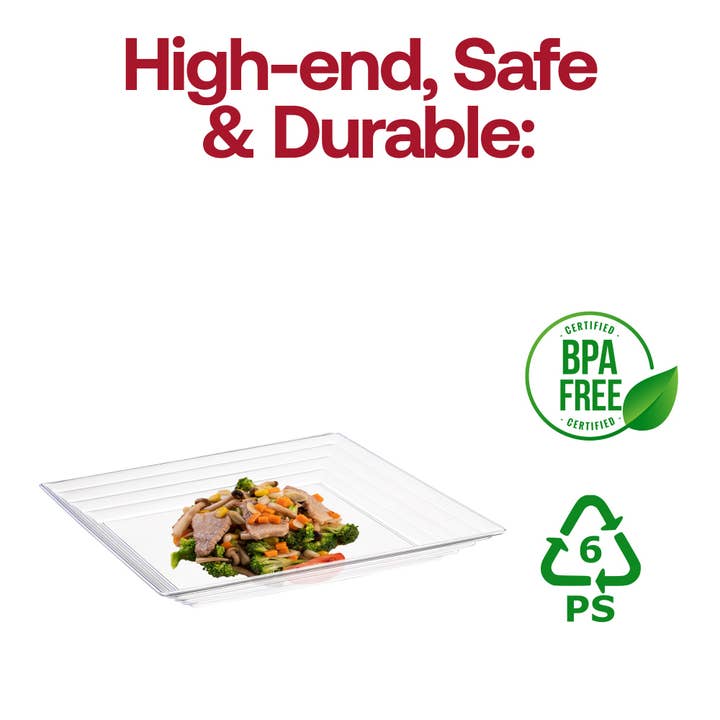 Smarty had a Party - Vente Plateaux de service - Plateaux de service en plastique à bord rainuré transparent 16" x 16" - 24 pièces4