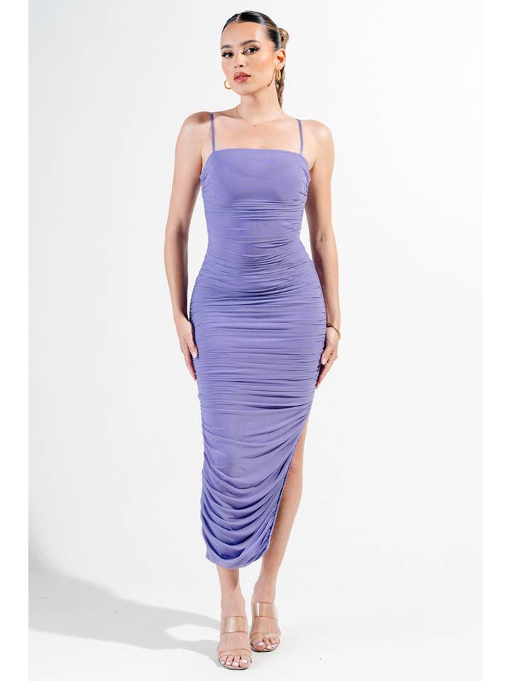 PRIVY - Vente Robe – femme - PD6771NW_LUX ROBE MIDI FENDUE CÔTÉ OUVERT EN MAILLE FRONCÉE44