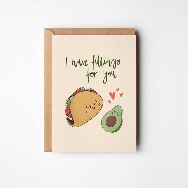 Cartão A6 Taco Avocado Love Foodie Pun por atacado de Mint and Pickle