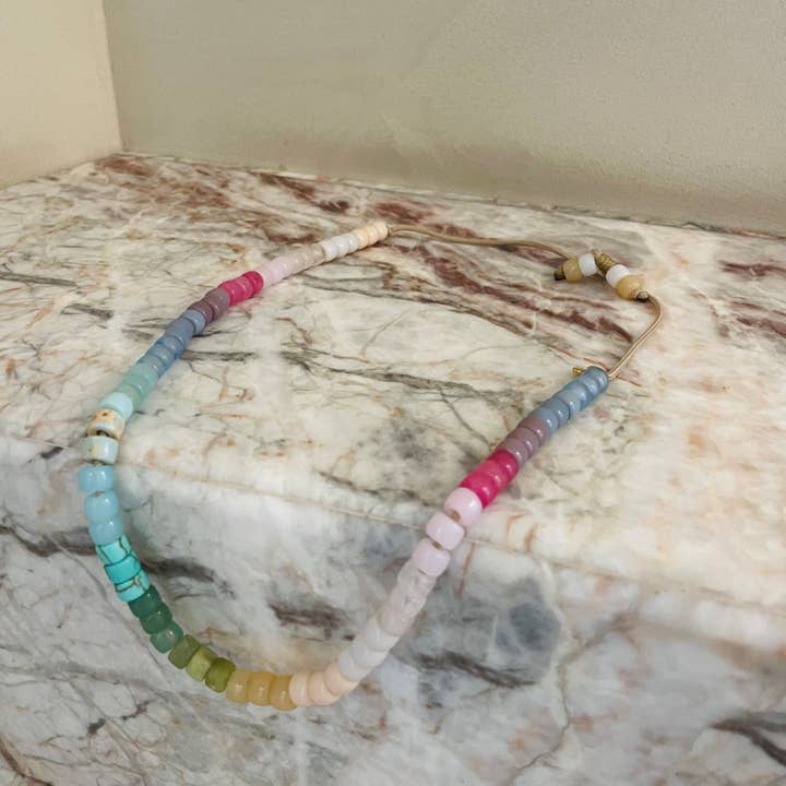 Bucht Großes Loch Pony-Perlen Edelstein-Halskette für den Großhandel von LB Beadz