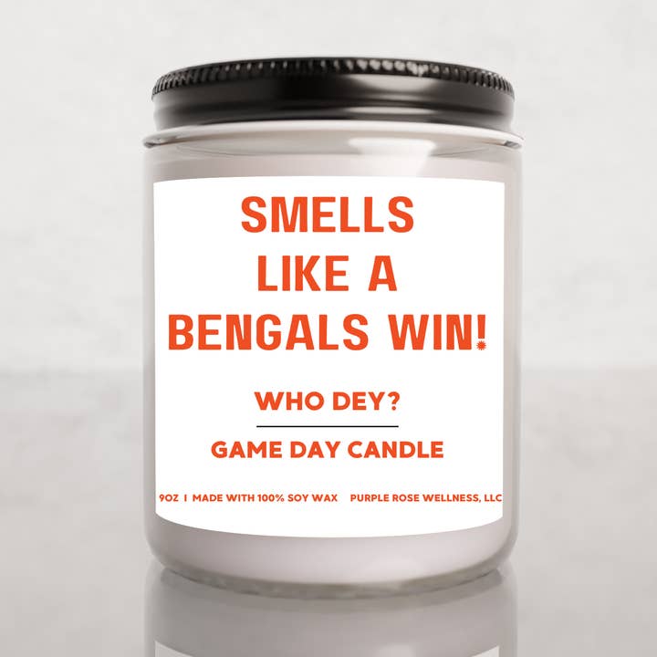 Cincinnati Bengals Football Candle for wholesale by Purple Rose Wellness, LLC