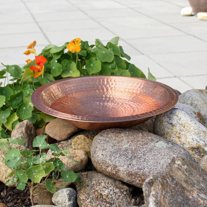 ACHLA Designs - Wholesale Bird Bath - Hammered Solid Copper Birdbath Bowl, Non-threaded