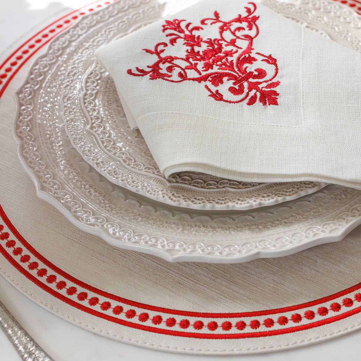 Arte Italica & Crown Linen Designs - Wholesale Placemat - Palermo Perla placemat - Uitverkoop11