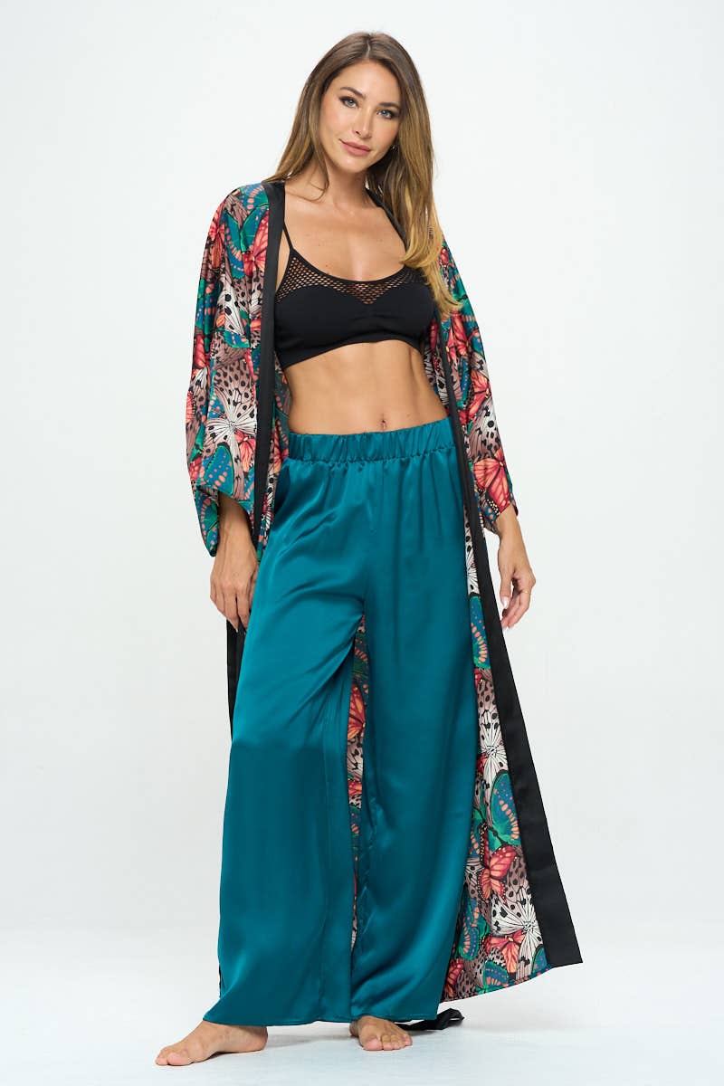 VERT CHASSEUR Pantalon en satin extensible fabriqué aux États-Unis avec taille élastique et poches en vente sur Faire4