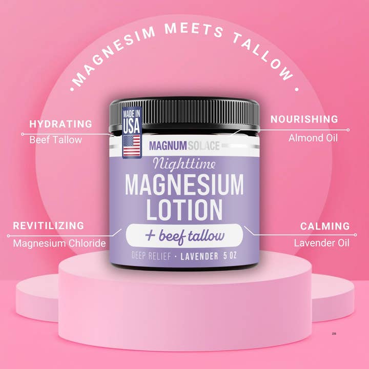 Magnum Solace - Wholesale Body Balm/Butter - Nighttime Magnesium Lotion with Beef Tallow - Lavender Scent1