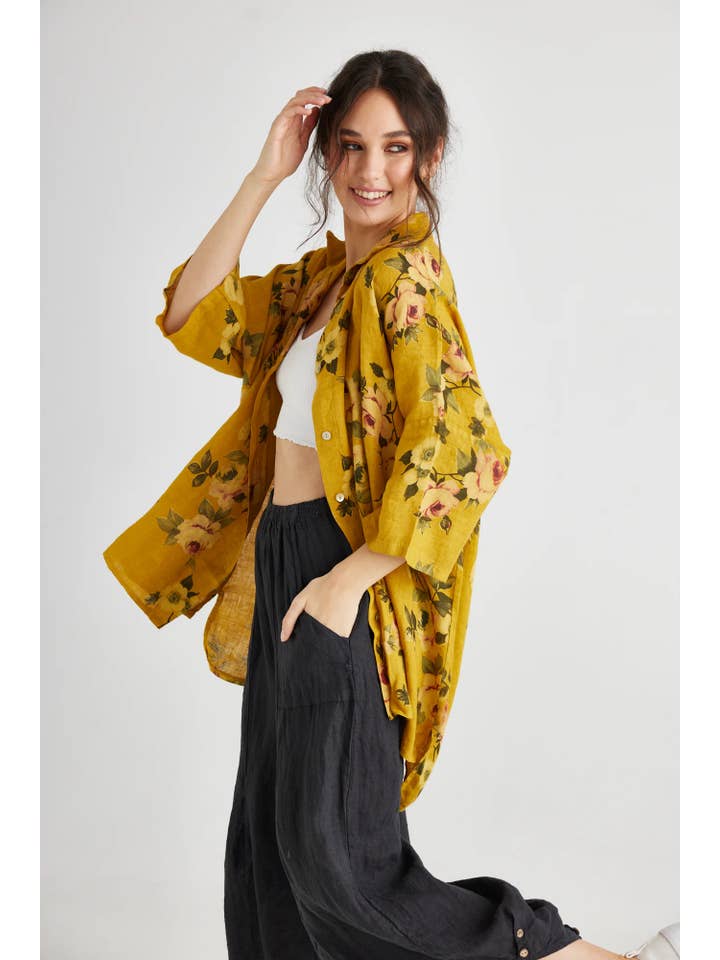 Miss Rose Sister Violet - Venta al por mayor Camisa con botones - Mujer - MUJERES - Camisa FLORAL de Lino Teddy19