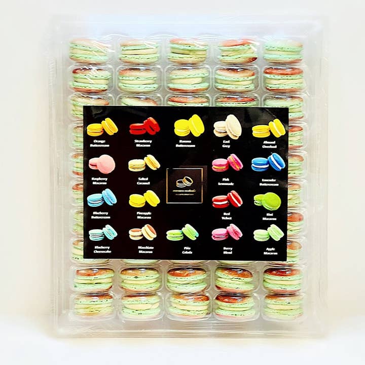 50 Pack Strawberry Rhubarb French Macaron Value Pack for wholesale by macaron centrale