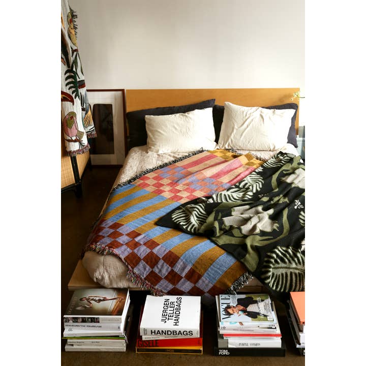 Fort Tilden Checkered Stripe Tapestry Blanket for wholesale on Faire
