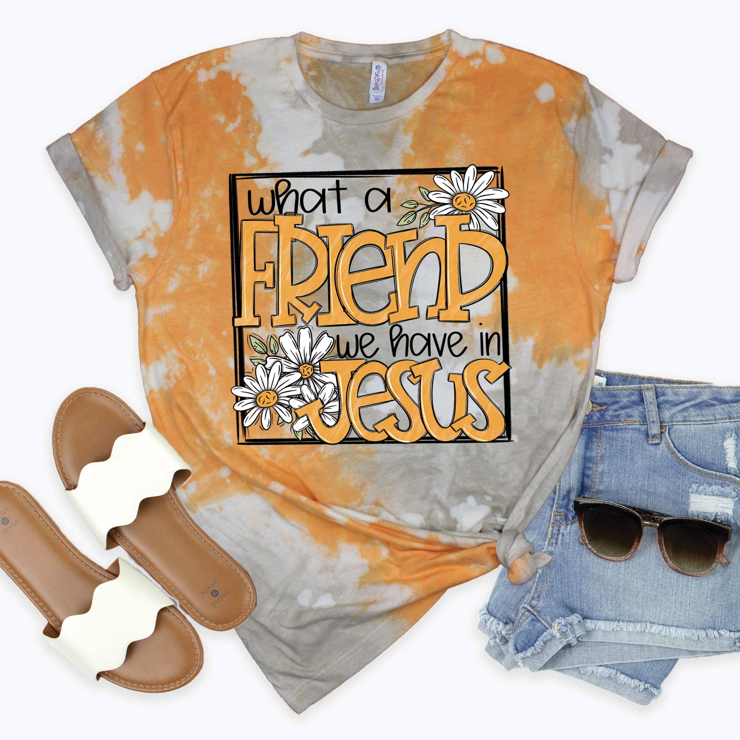 Toast Splash Tie Dye What a Friend Graphic Tee for wholesale on Faire0