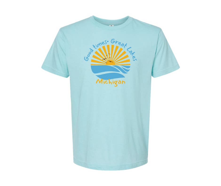My State Designs - Wholesale Screen Printed T-Shirt - Unisex - T-Shirt: Good times Great Lakes- P.Blue