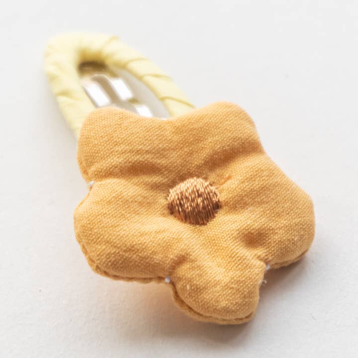 Flower Fabric Snap Hair Clip | Yellow for wholesale by Tangle Shiny Stars