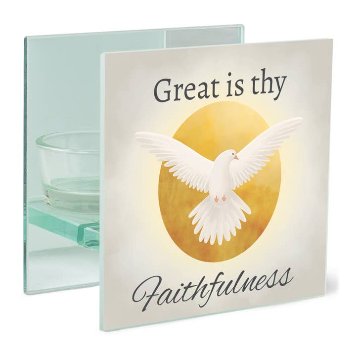 Teelicht Square Great Is Faithfulness für den Großhandel von Cottage Garden