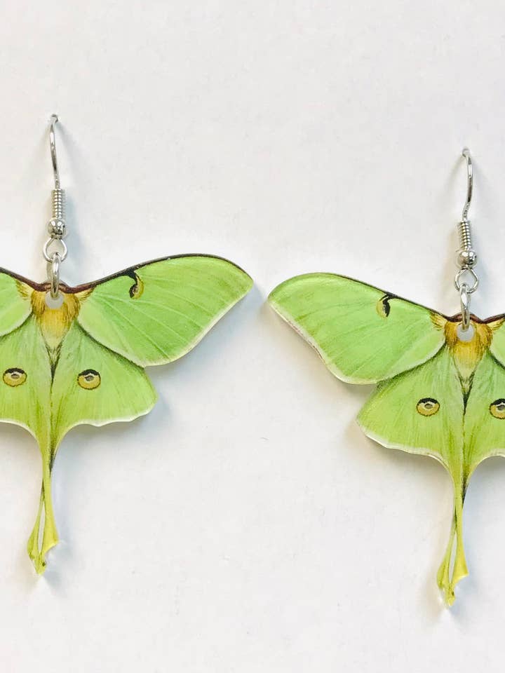 Acrylic Luna Moth Earrings Transformation, Regeneration gift for wholesale by SimpleNGreat