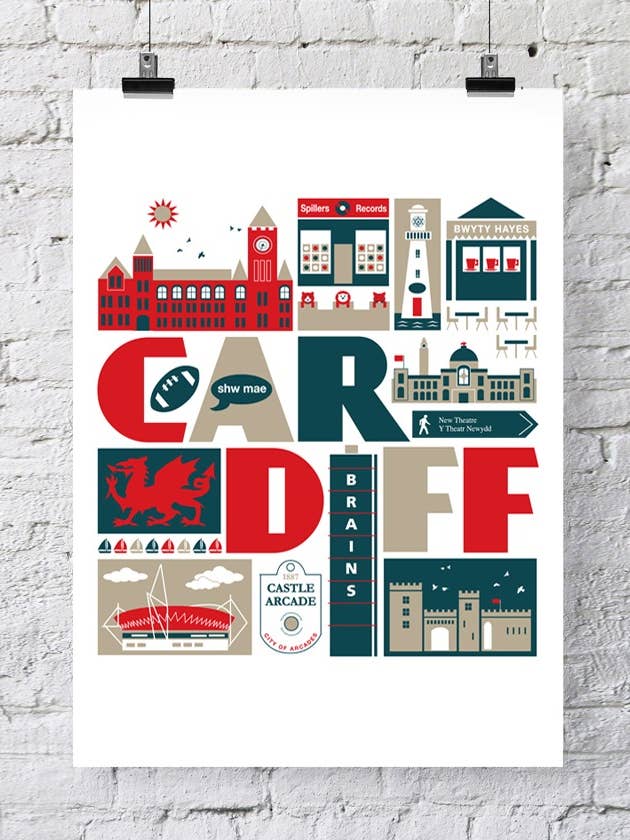 Cardiff City Print för wholesale av Susan Taylor Design