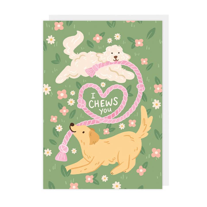 I Chews You - Cute Dogs Valentine's Day Card for wholesale by Hopscotch Paper Co.