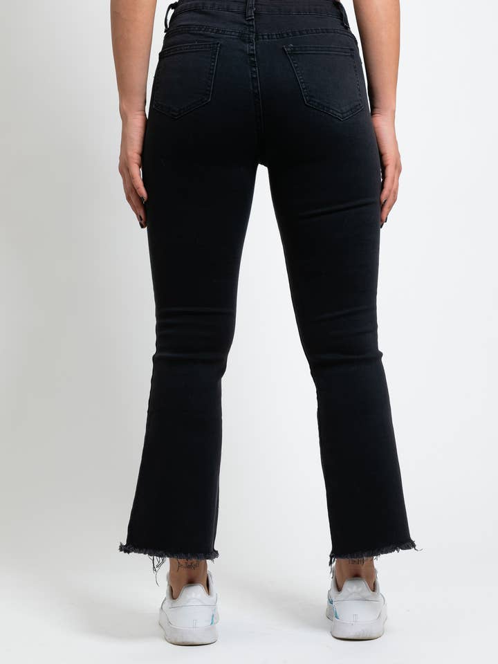 KISS ME FRINGED JEANS WITH GLITTER APPLICATIONS for wholesale by apiedinudinelparco