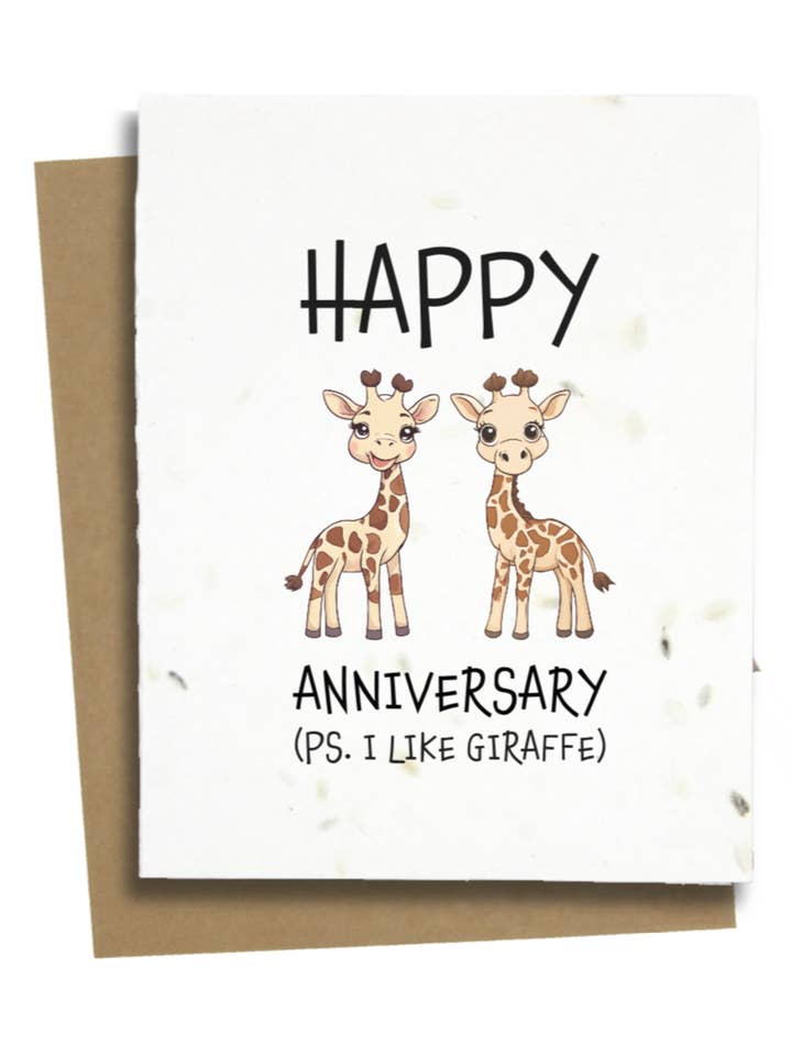 Giraffe Anniversary Card for wholesale by Greet n' Grow Plantable Cards