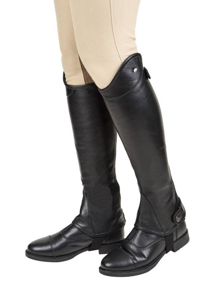 Black Lettia Adult London Leather Half Chaps for wholesale on Faire