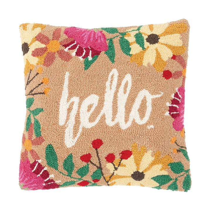 SALE Hello Hooked 18 x 18 Pillow for wholesale by C&F Home