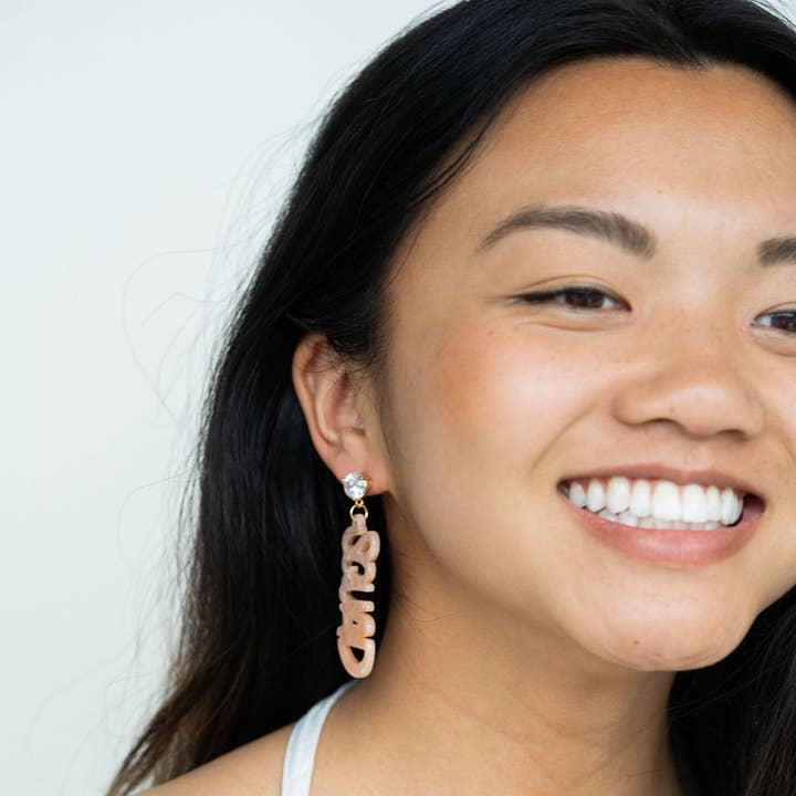 Spiffy & Splendid - Wholesale Dangle Earrings - Bachelorette Squad Earrings - Pink
