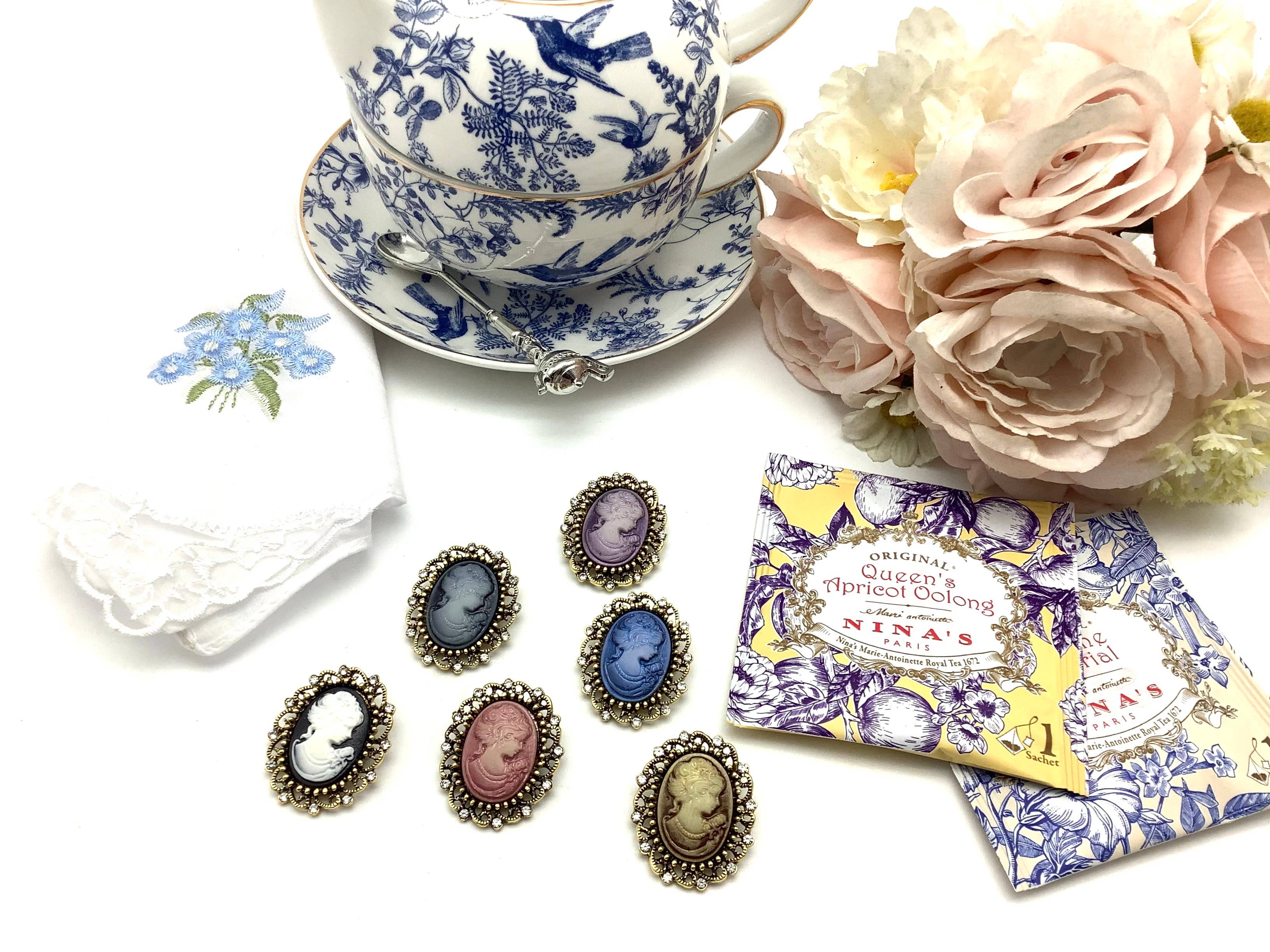 All Little Cute Things – wholesale Brosch – Jane Austen Cameo Assortment Pin Lapel Brosch med presentförpackning 2