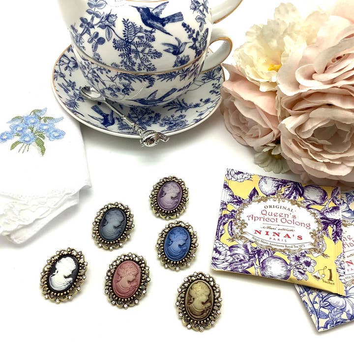 All Little Cute Things – wholesale Brosch – Jane Austen Cameo Assortment Pin Lapel Brosch med presentförpackning 2