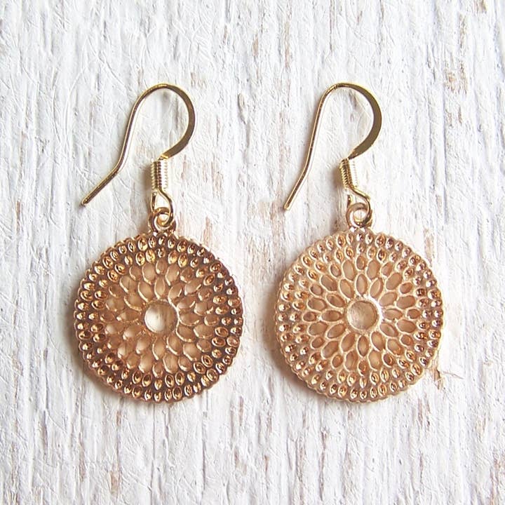 Jo Bird Jewelry – wholesale Dangle earrings – Brushed Gold Dahlias2