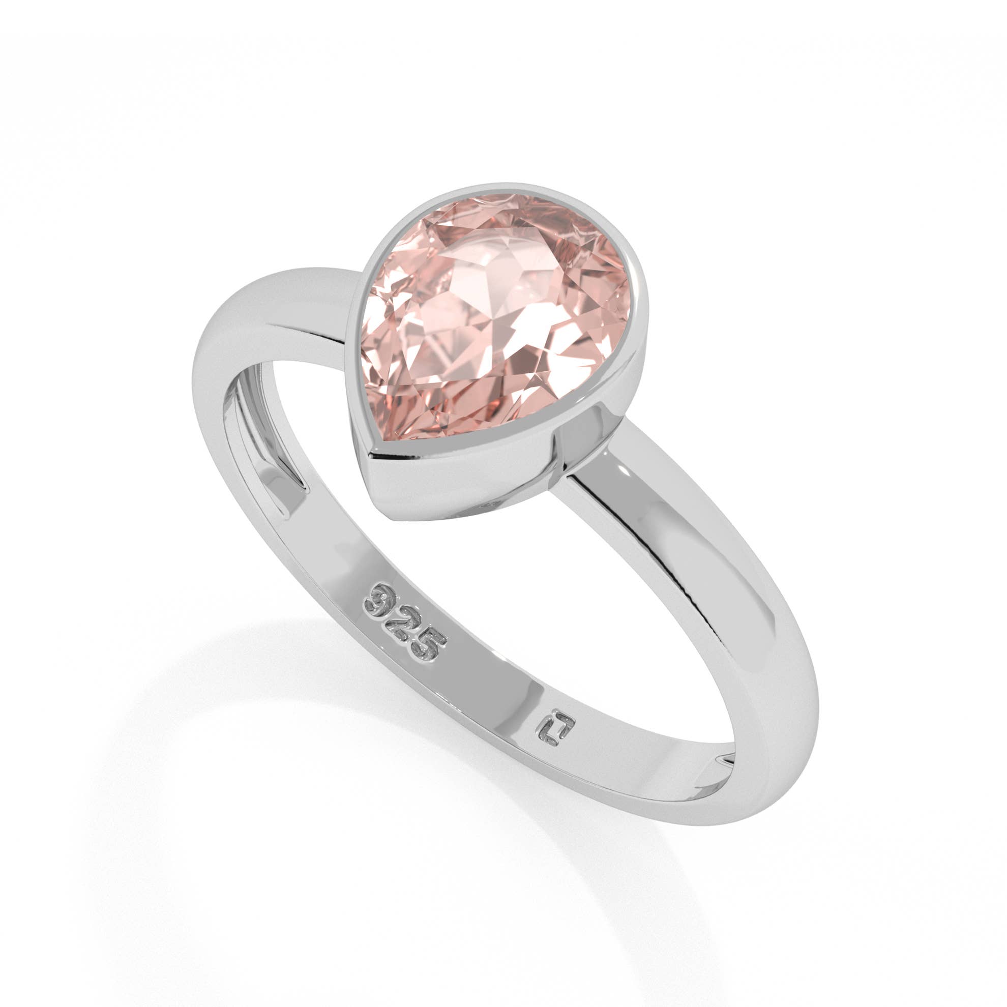 Nature Crafts - Vente Solitaire - Bagues en pierre précieuse de morganite naturelle 925 pour femmes2
