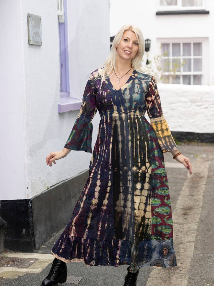 Sadie bell sleeve maxi dress with pockets for wholesale by Wicked Dragon Clothing