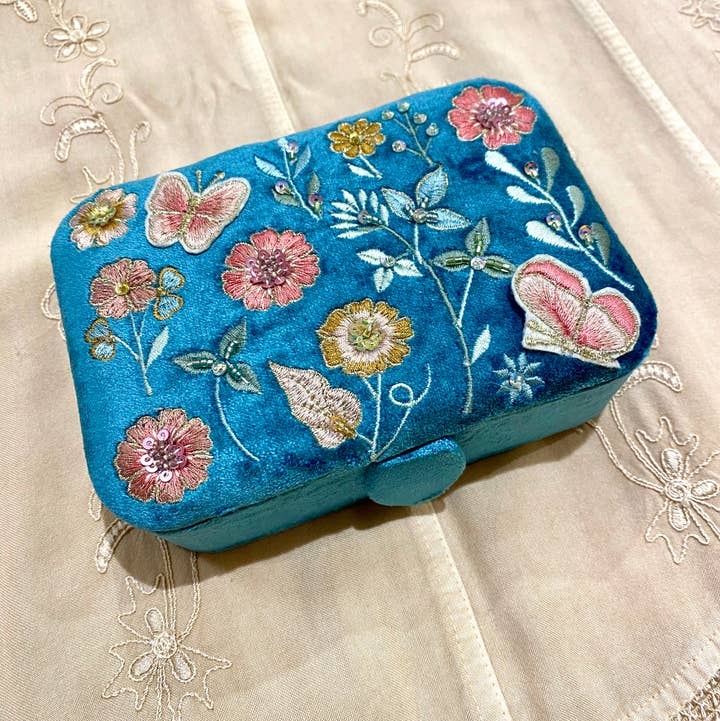 Fae in Blue Velvet Jewellery Box for wholesale by Temple of Treasure