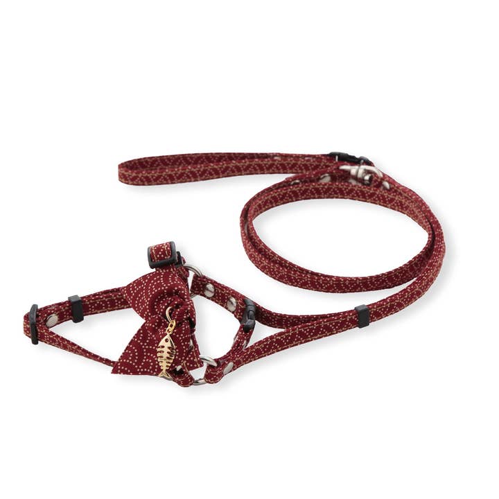 ZEN Fish Charm Cat Harness & Leash Set (Red) for wholesale by MOON-X USA, INC.