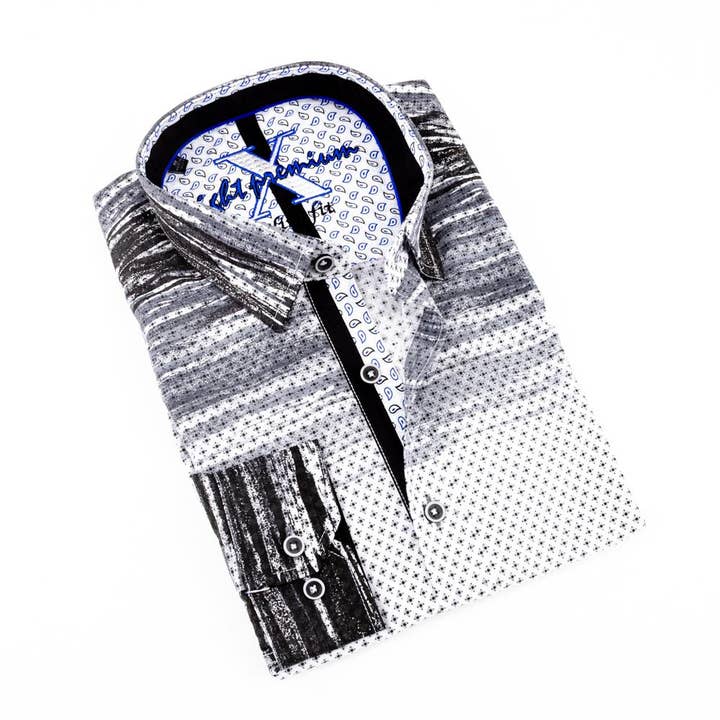 Grey Digital Print Shirt With Paisley Trim for wholesale by EIGHT X