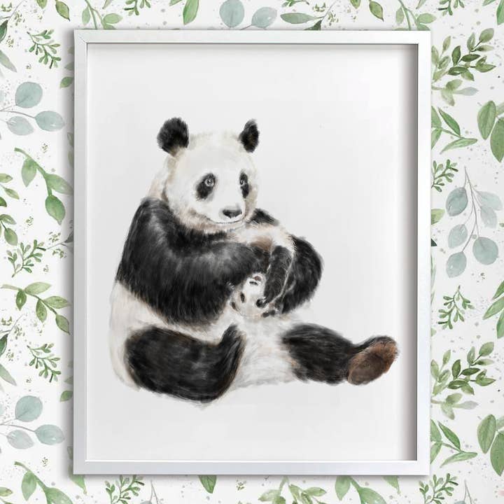 Panda Mom and Cub Art Print | Fun Baby Animal Nursery Decor for wholesale by Triple Studio