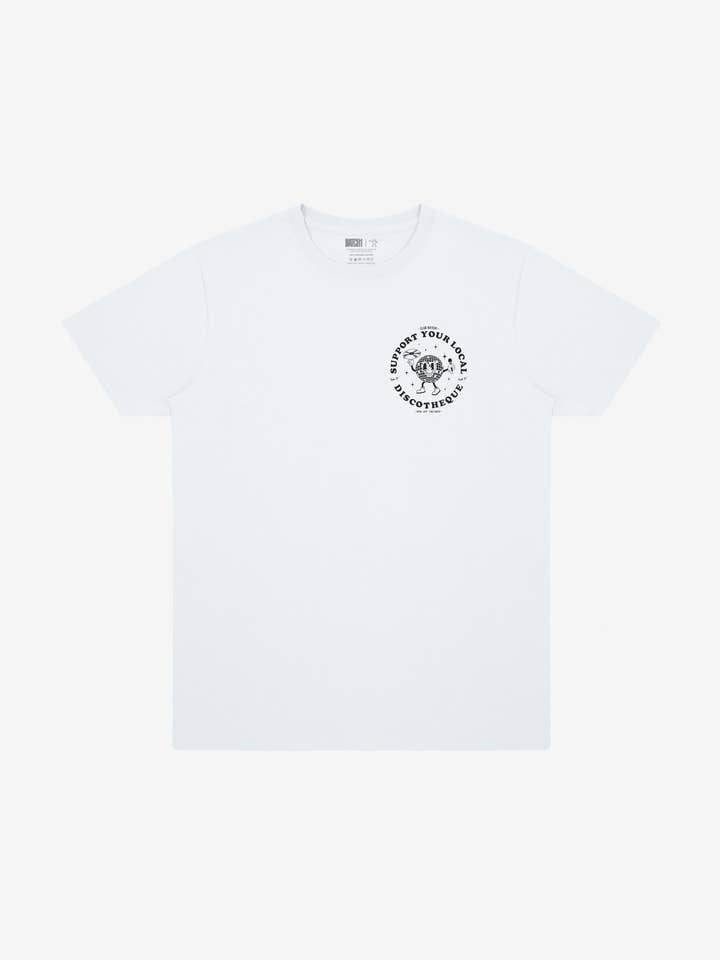 Support Your Local Discotheque T-Shirt in White for wholesale by batch1