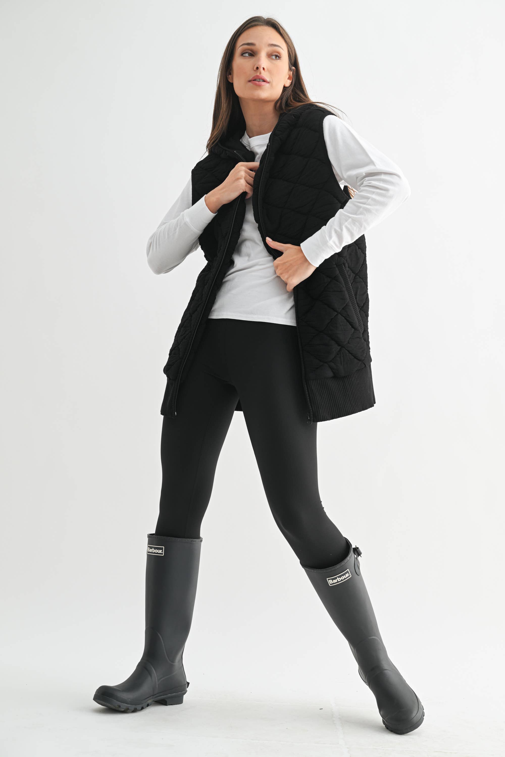 Mono B - Wholesale Outerwear Vest - Women's - Oversized Quilted Fleece Vest with Hood6