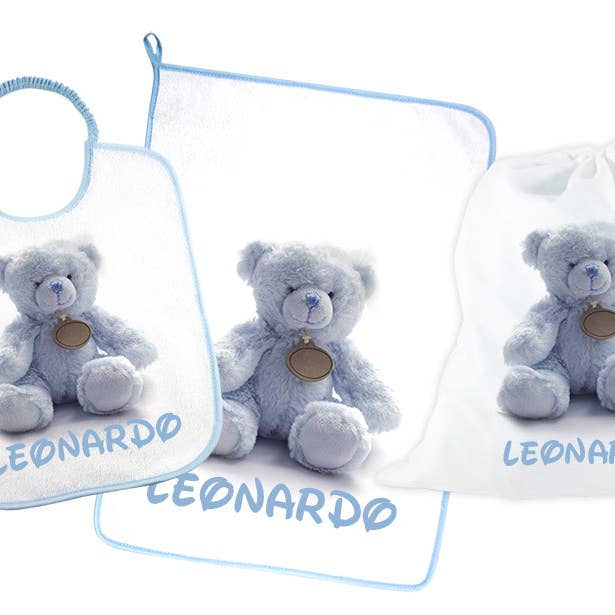 COCCOLOSO 3-piece kindergarten set personalized with your name for wholesale by Almatex srl