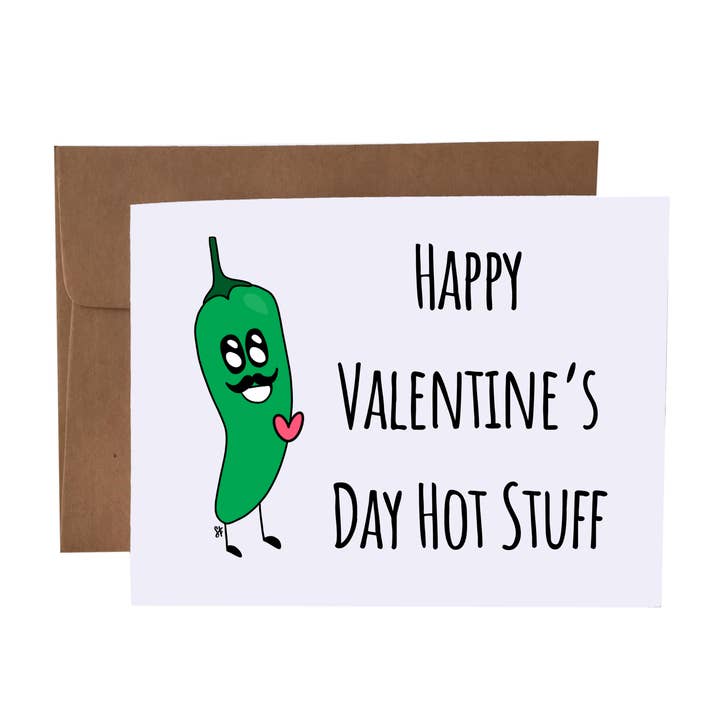 SKP ink - Wholesale Valentine's Day Card - Happy Valentine's Day Hot Stuff | Jalapeño Pun Greeting Card